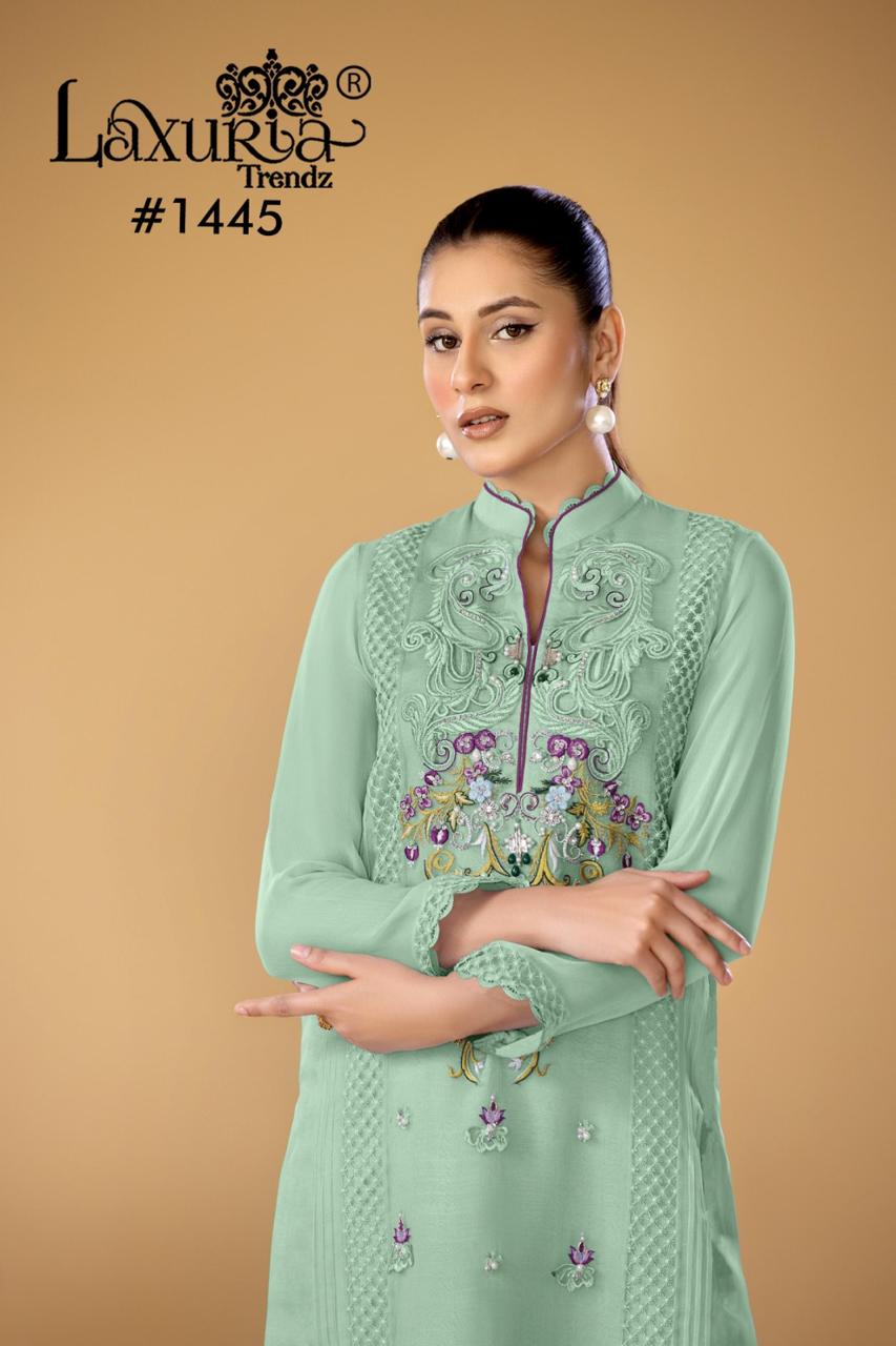 1445 Pista Laxuria Trendz Georgette Pakistani Readymade Suits