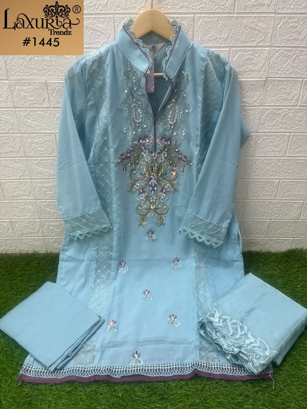 1445 Sky Laxuria Trendz Georgette Pakistani Readymade Suits