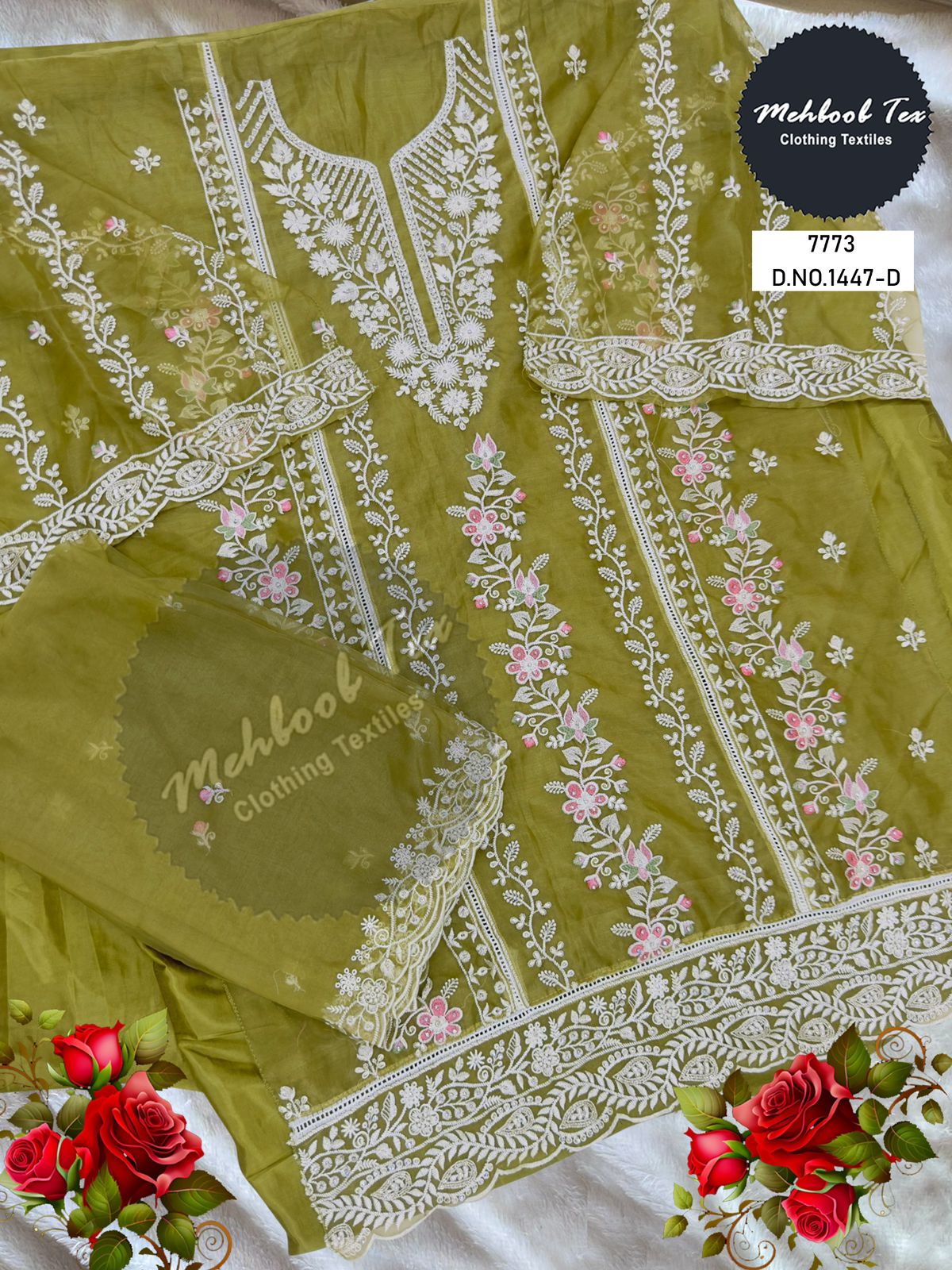 1447-D Mehboob Tex Embroidery Pakistani Salwar Suits