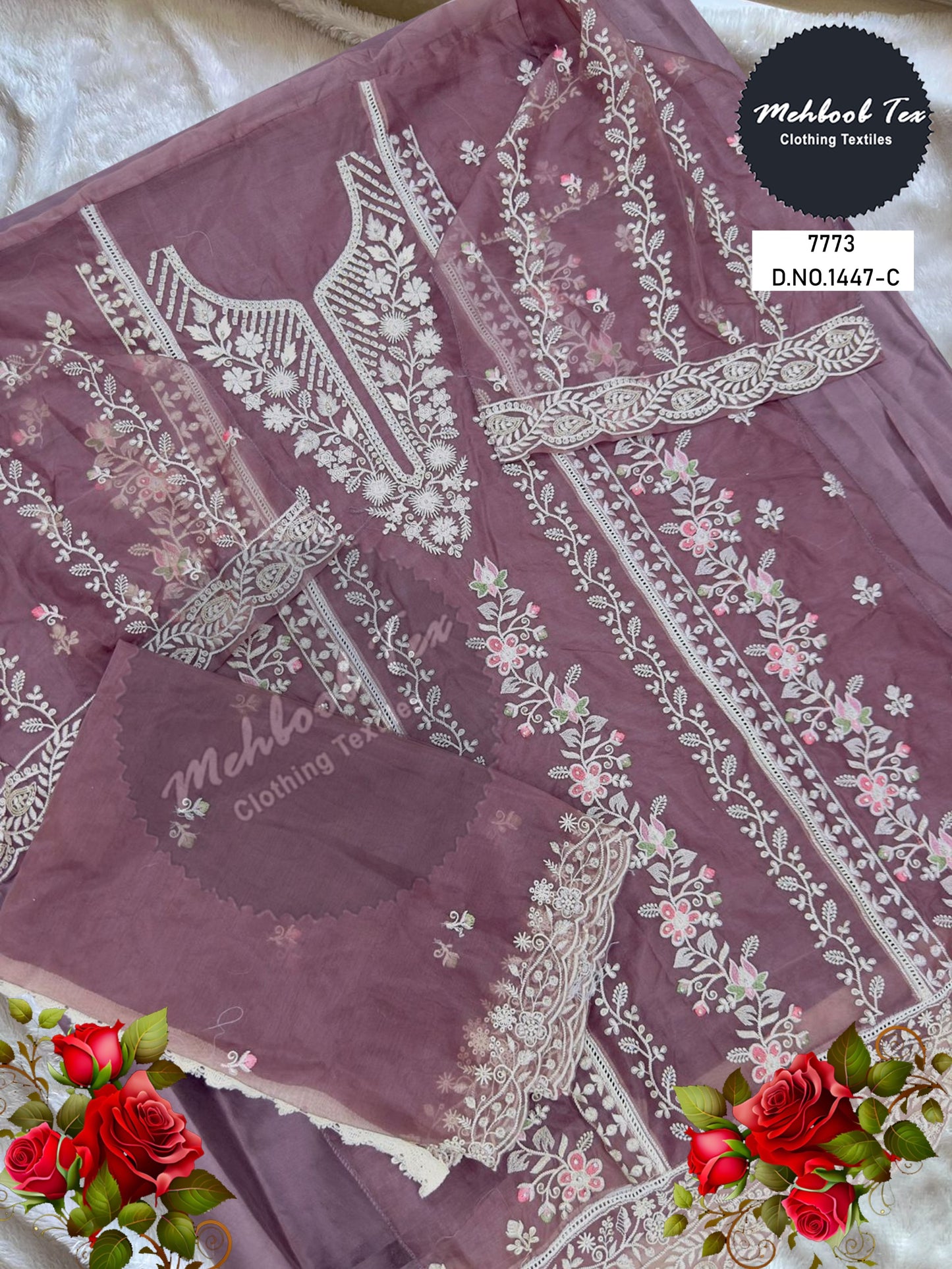 1447C Mehboob Tex Handwork Pakistani Salwar Suits