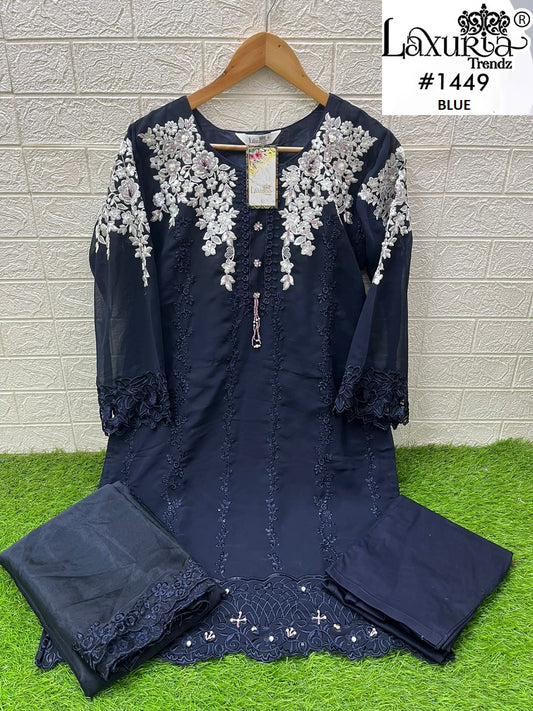 1449 Blue Laxuria Trendz Georgette Pakistani Readymade Suits