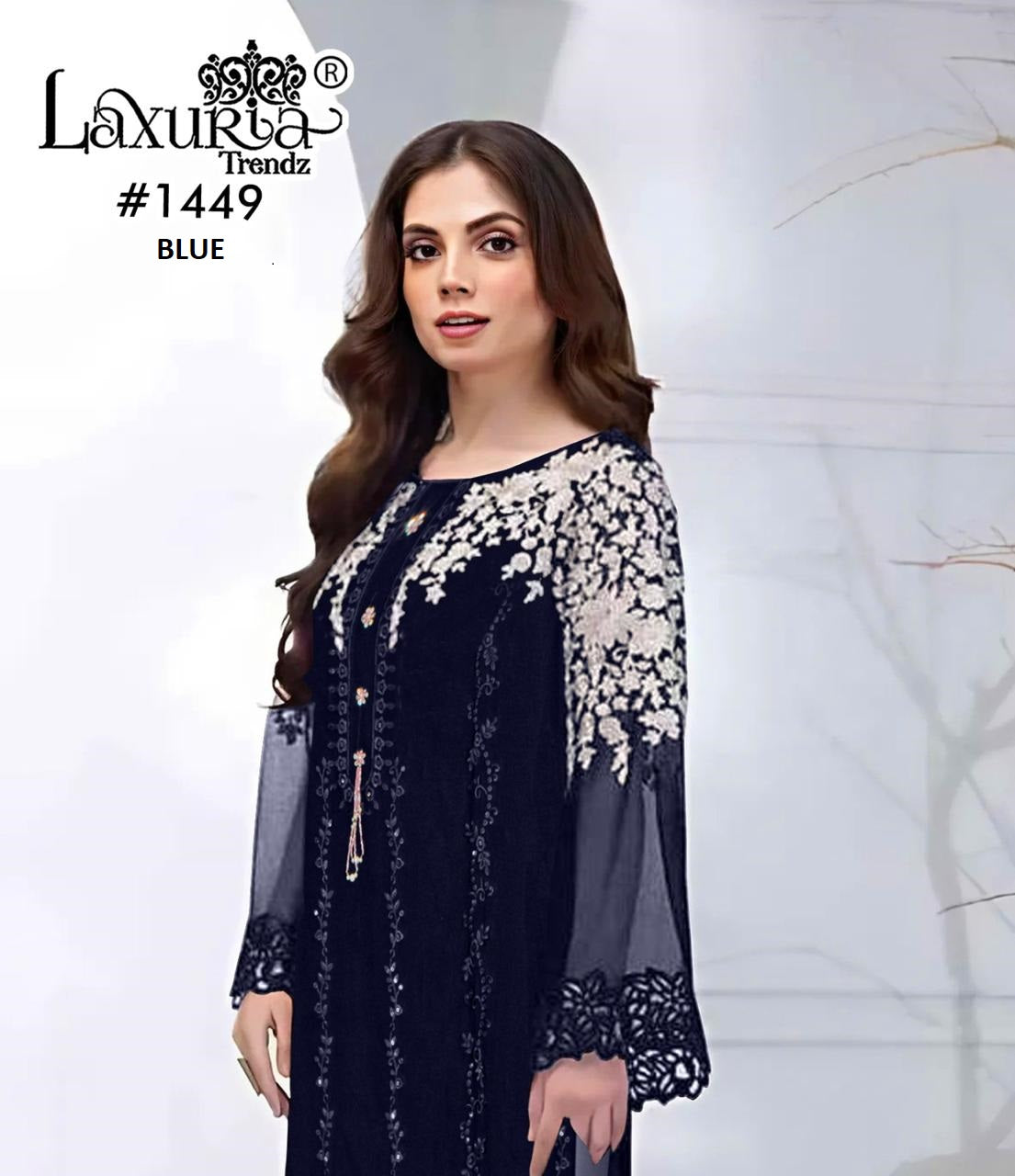 1449 Blue Laxuria Trendz Georgette Pakistani Readymade Suits