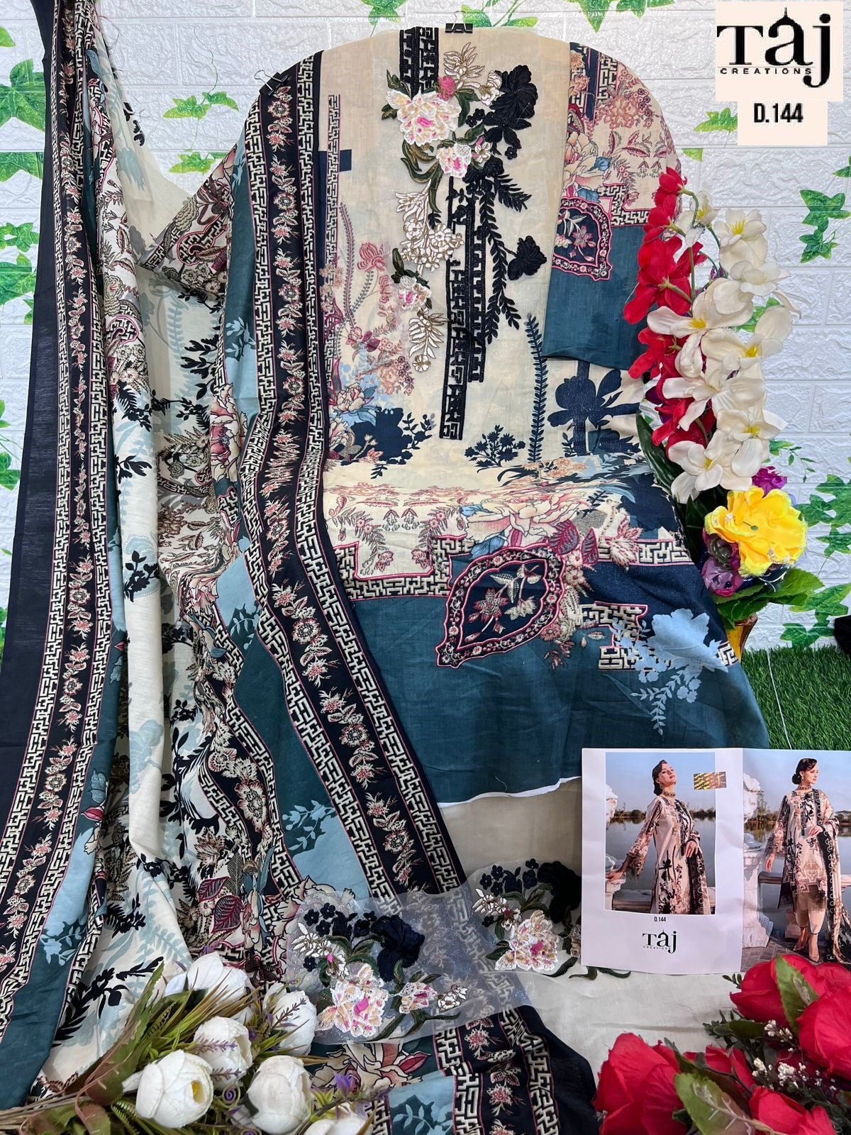 144 Taj Creations Embroidery Pakistani Patch Suits
