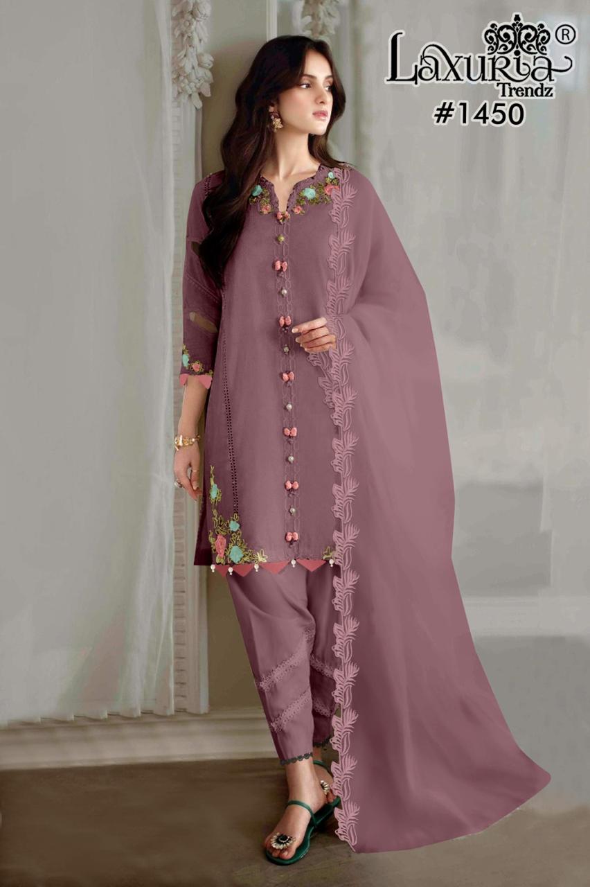 1450 Wine Laxuria Trendz Embroidery Pakistani Readymade Suits