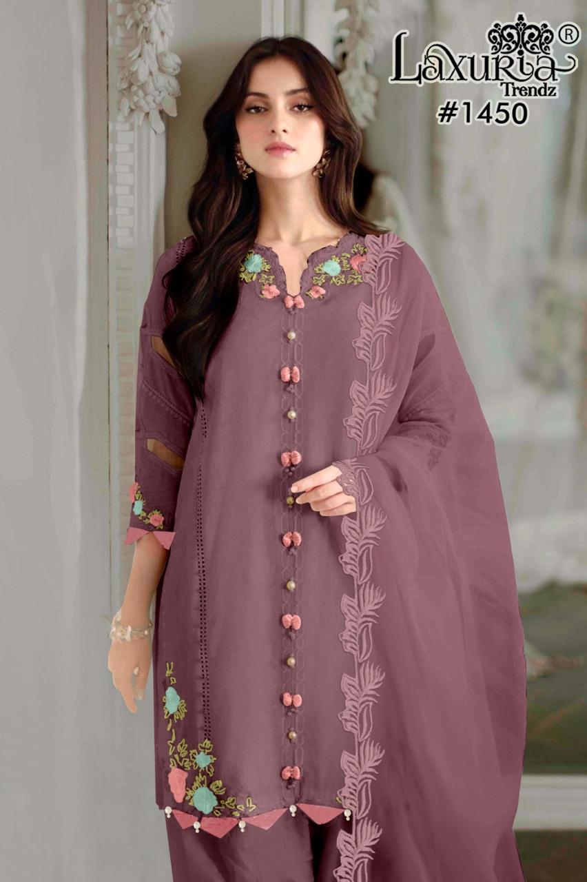 1450 Wine Laxuria Trendz Embroidery Pakistani Readymade Suits
