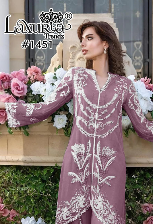 1451 Lavendar Laxuria Trendz Georgette Pakistani Readymade Suits