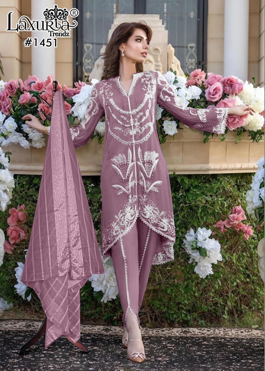 1451 Lavendar Laxuria Trendz Georgette Pakistani Readymade Suits