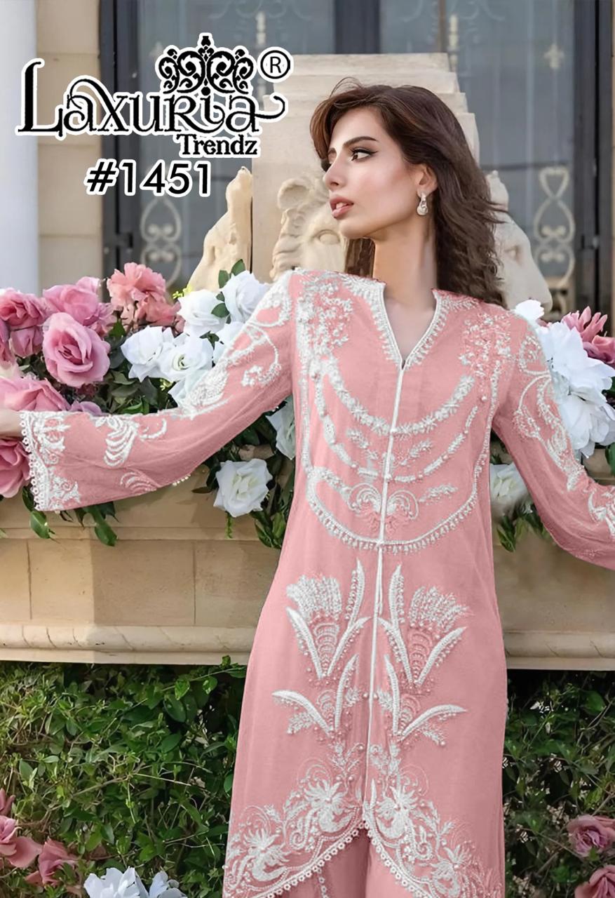 1451 Pink Laxuria Trendz Georgette Pakistani Readymade Suits