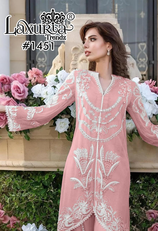 1451 Pink Laxuria Trendz Georgette Pakistani Readymade Suits