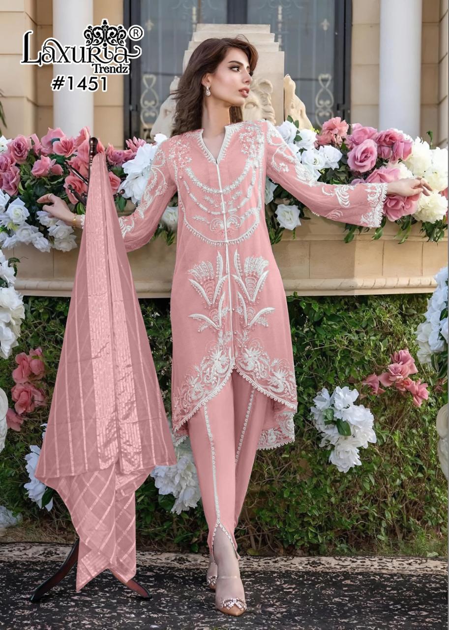 1451 Pink Laxuria Trendz Georgette Pakistani Readymade Suits