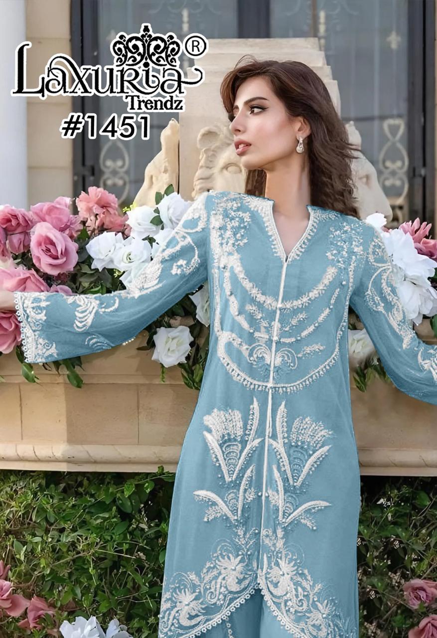 1451 Sky Blue Laxuria Trendz Georgette Pakistani Readymade Suits