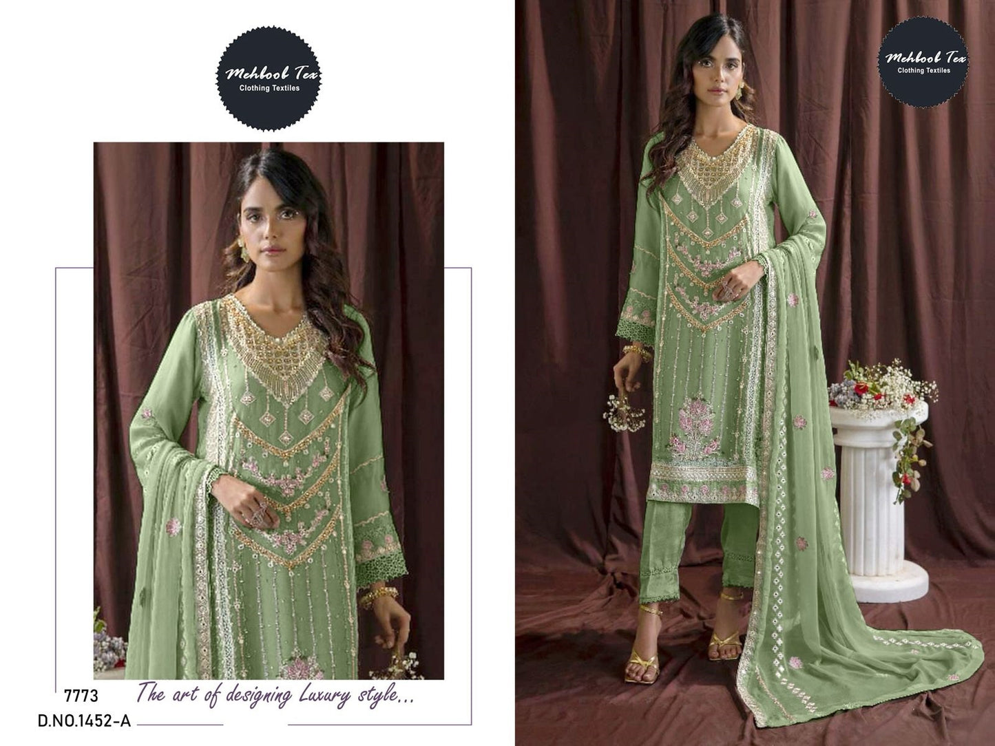 1452-A Mehboob Tex Embroidery Pakistani Salwar Suits