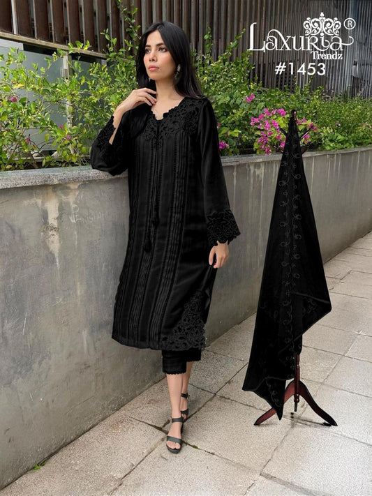 1453 Black Laxuria Trendz Cut Work Pakistani Readymade Suits