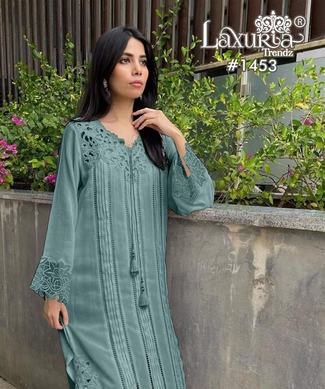 1453 Blue Laxuria Trendz Cut Work Pakistani Readymade Suits