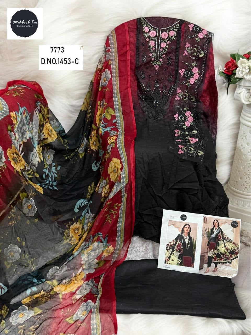 1453 C Mehboob Tex Embroidery Pakistani Patch Suits
