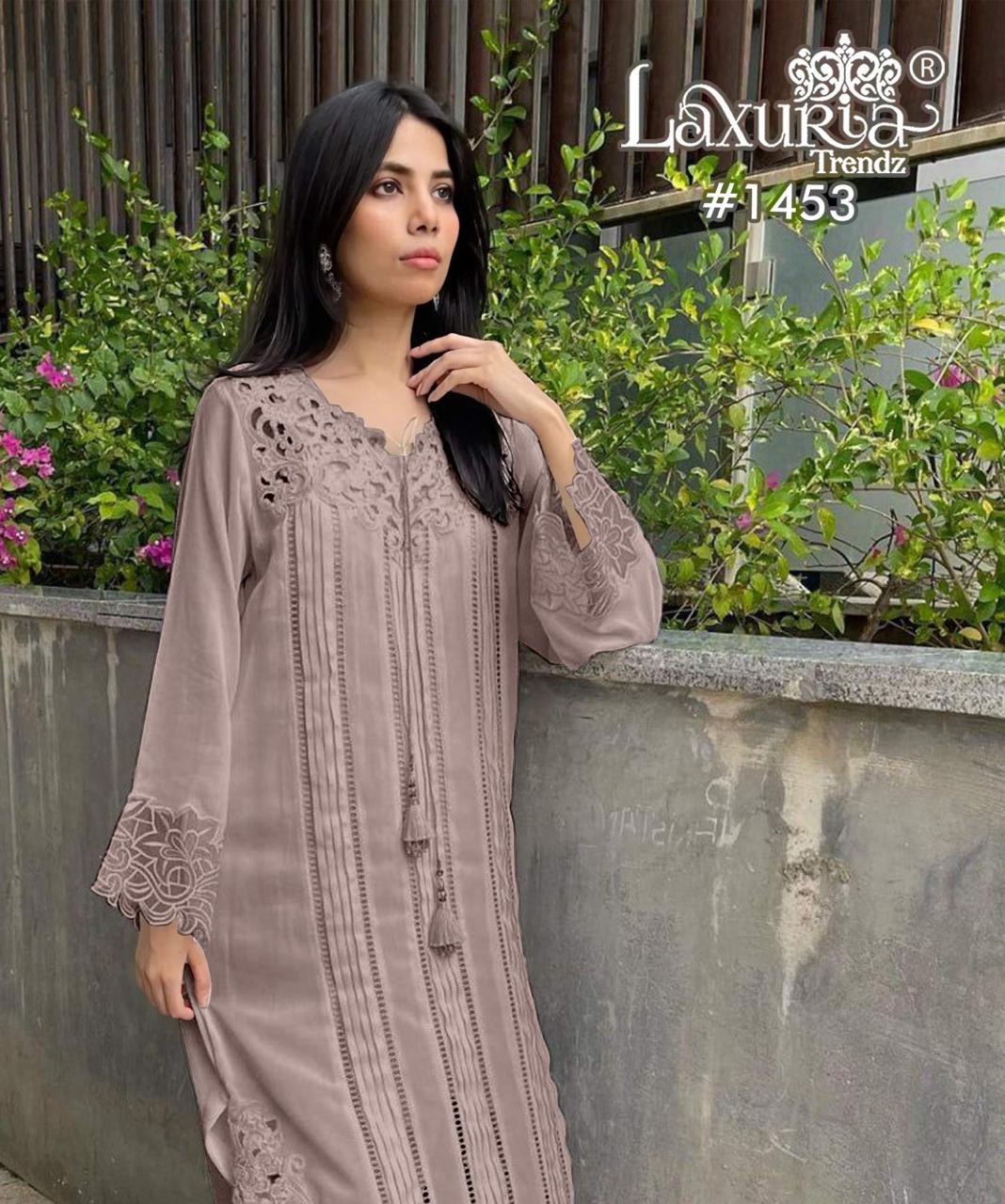 1453 Light Brown Laxuria Trendz Cut Work Pakistani Readymade Suits