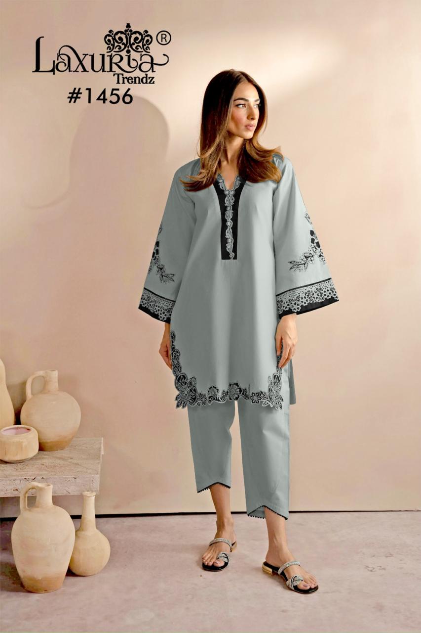 1456 Sky Laxuria Trendz Embroidery Co Ord Set