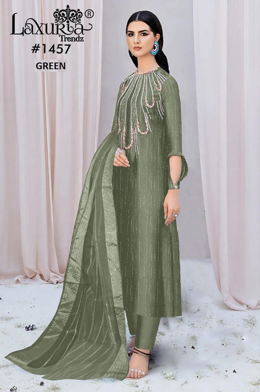 1457 Green Laxuria Trendz Burberry Pakistani Readymade Suits