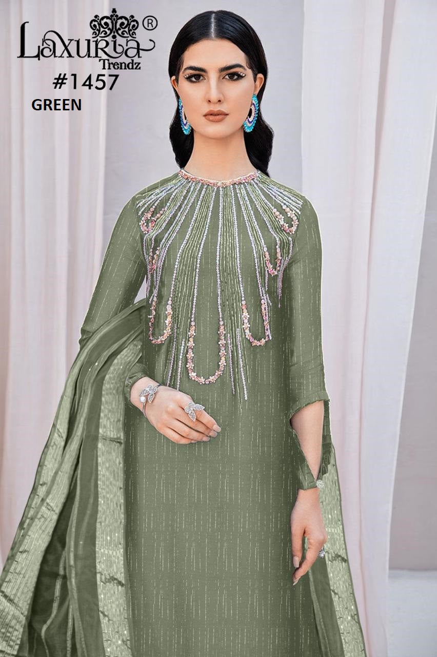 1457 Green Laxuria Trendz Burberry Pakistani Readymade Suits