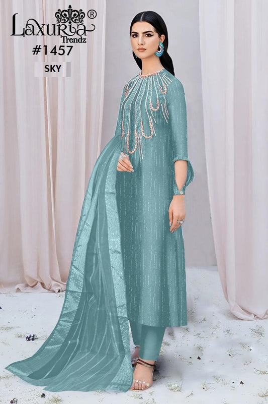 1457 Sky Laxuria Trendz Burberry Pakistani Readymade Suits