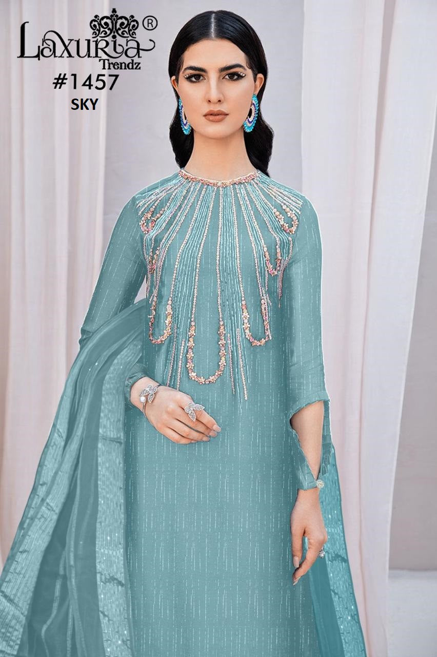 1457 Sky Laxuria Trendz Burberry Pakistani Readymade Suits