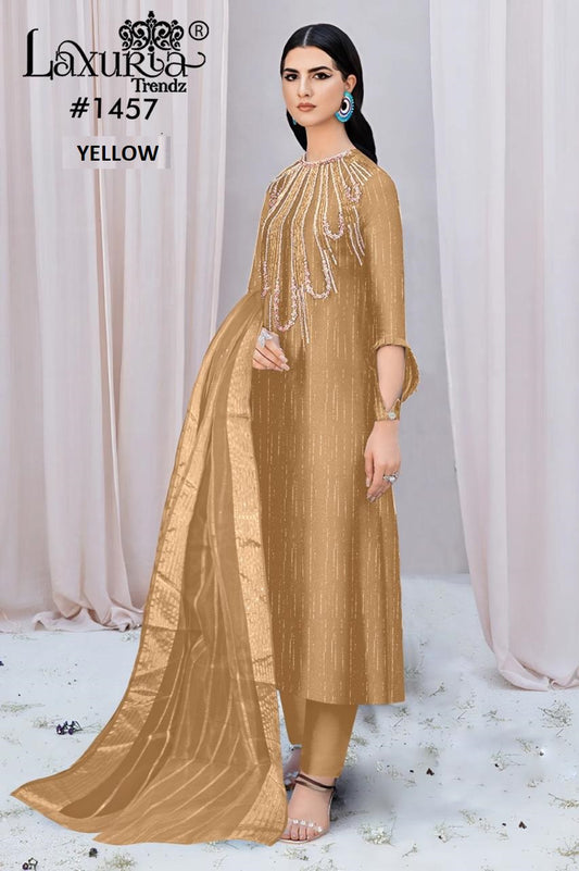 1457 Yellow Laxuria Trendz Burberry Pakistani Readymade Suits