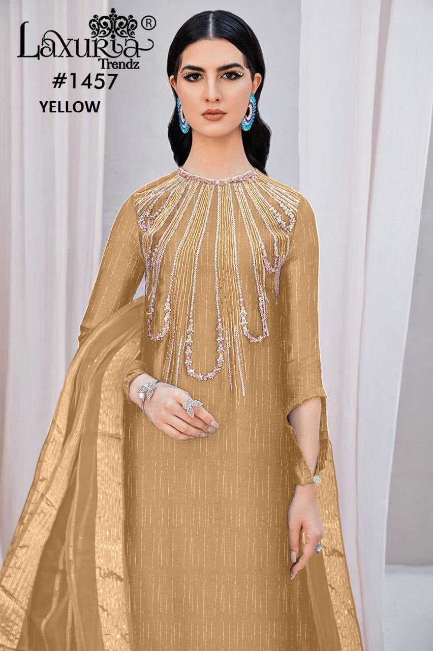 1457 Yellow Laxuria Trendz Burberry Pakistani Readymade Suits