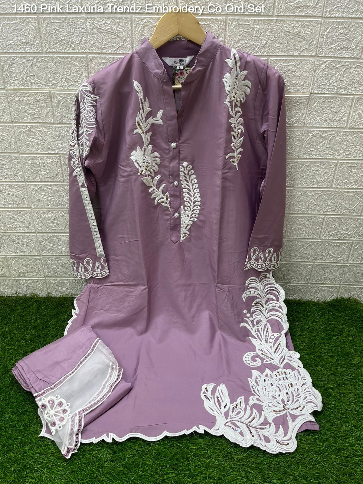 1460 Pink Laxuria Trendz Embroidery Co Ord Set