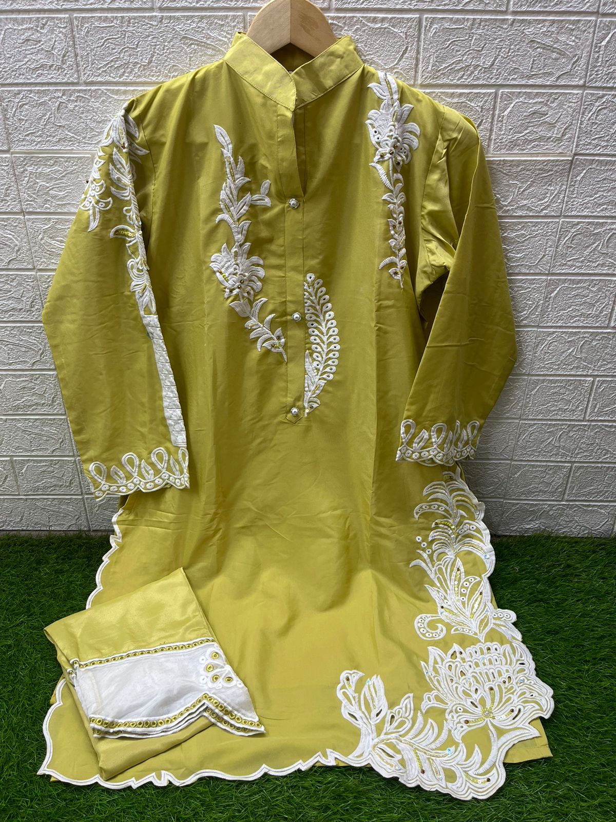 1460 Yellow Laxuria Trendz Cutwork Co Ord Set