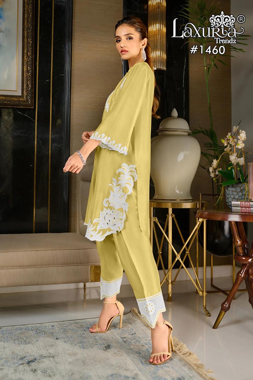 1460 Yellow Laxuria Trendz Cutwork Co Ord Set