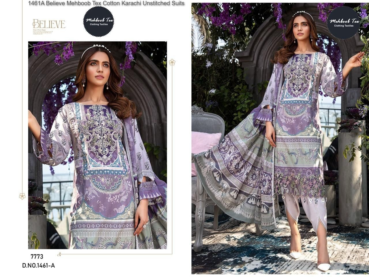 1461A Believe Mehboob Tex Cotton Karachi Unstitched Suits