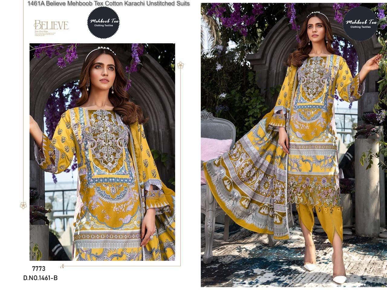 1461B Believe Mehboob Tex Cotton Karachi Unstitched Suits