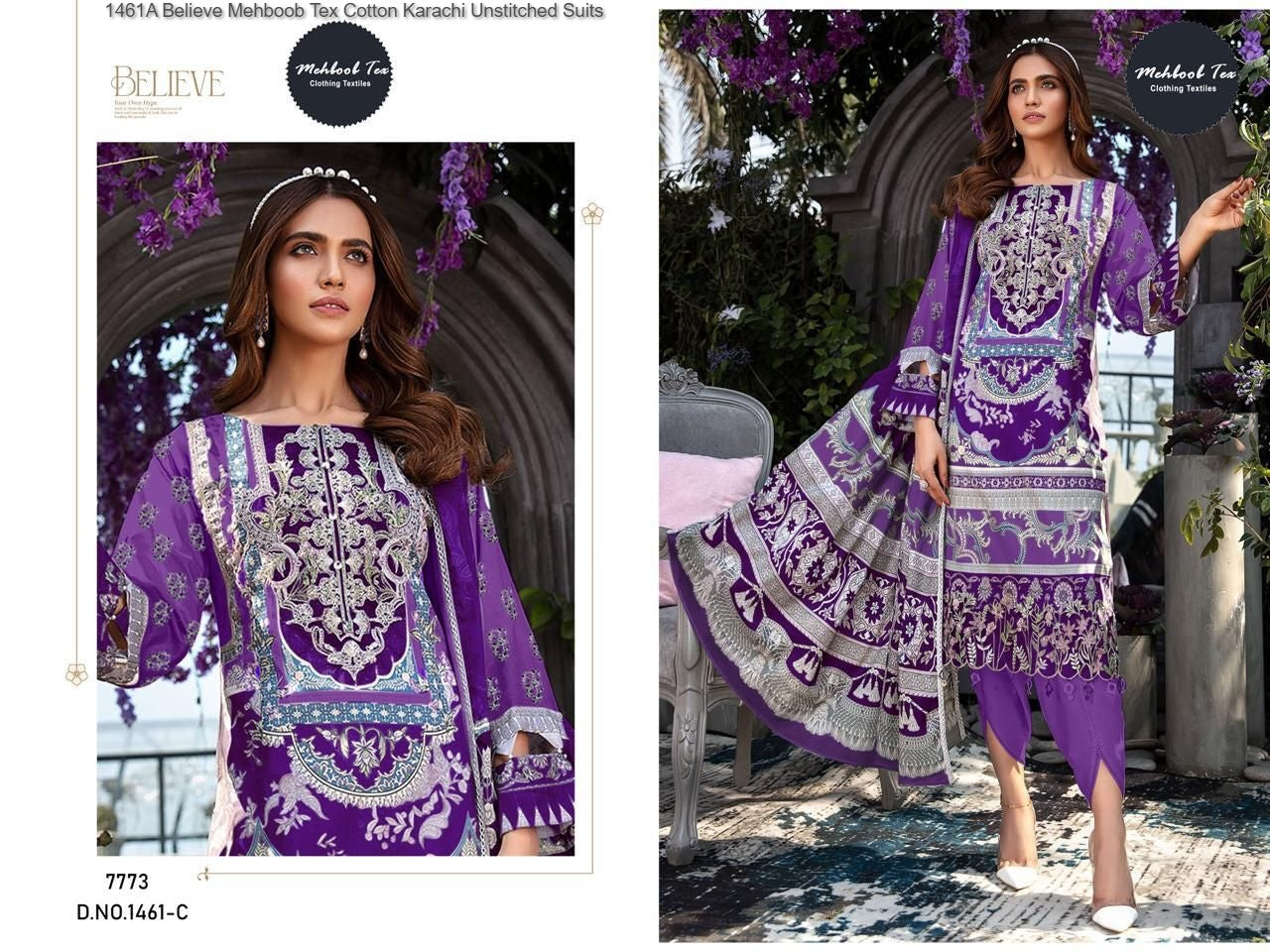 1461C Believe Mehboob Tex Cotton Karachi Unstitched Suits