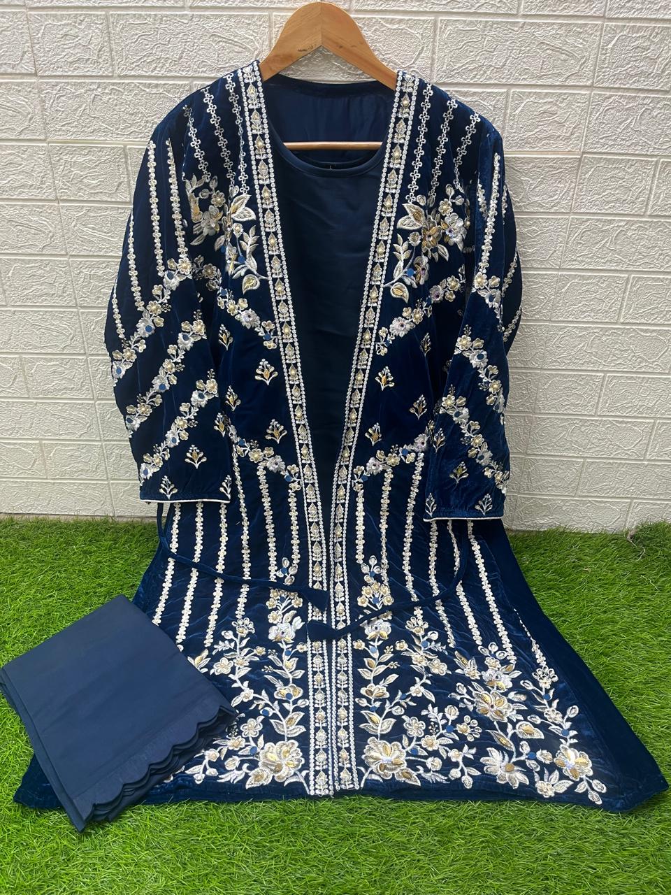 1466 Navy Blue Laxuria Trendz Handwork Co Ord Set