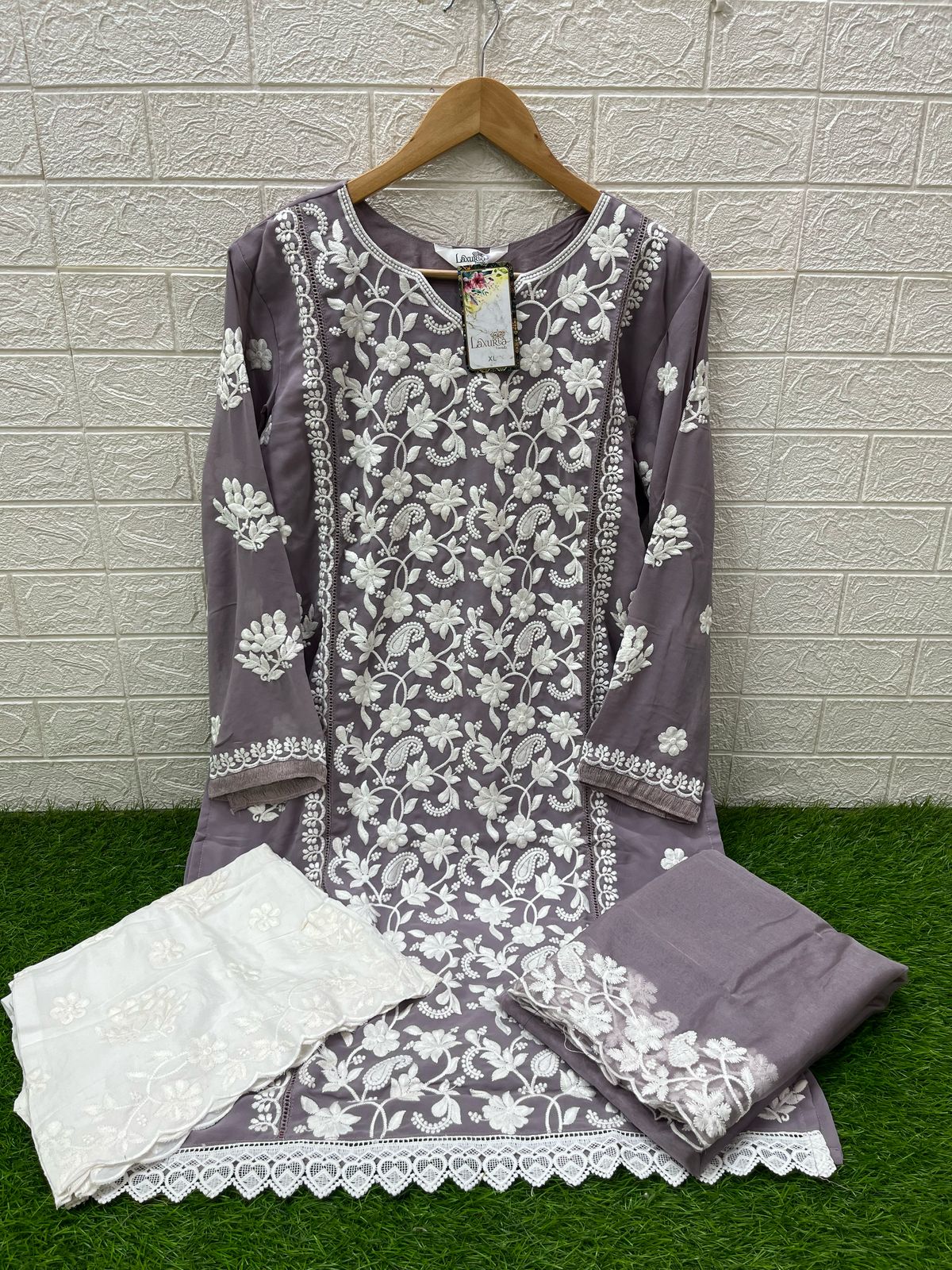 1468 Lavendar Laxuria Trendz Faux Georgette Pakistani Readymade Suits