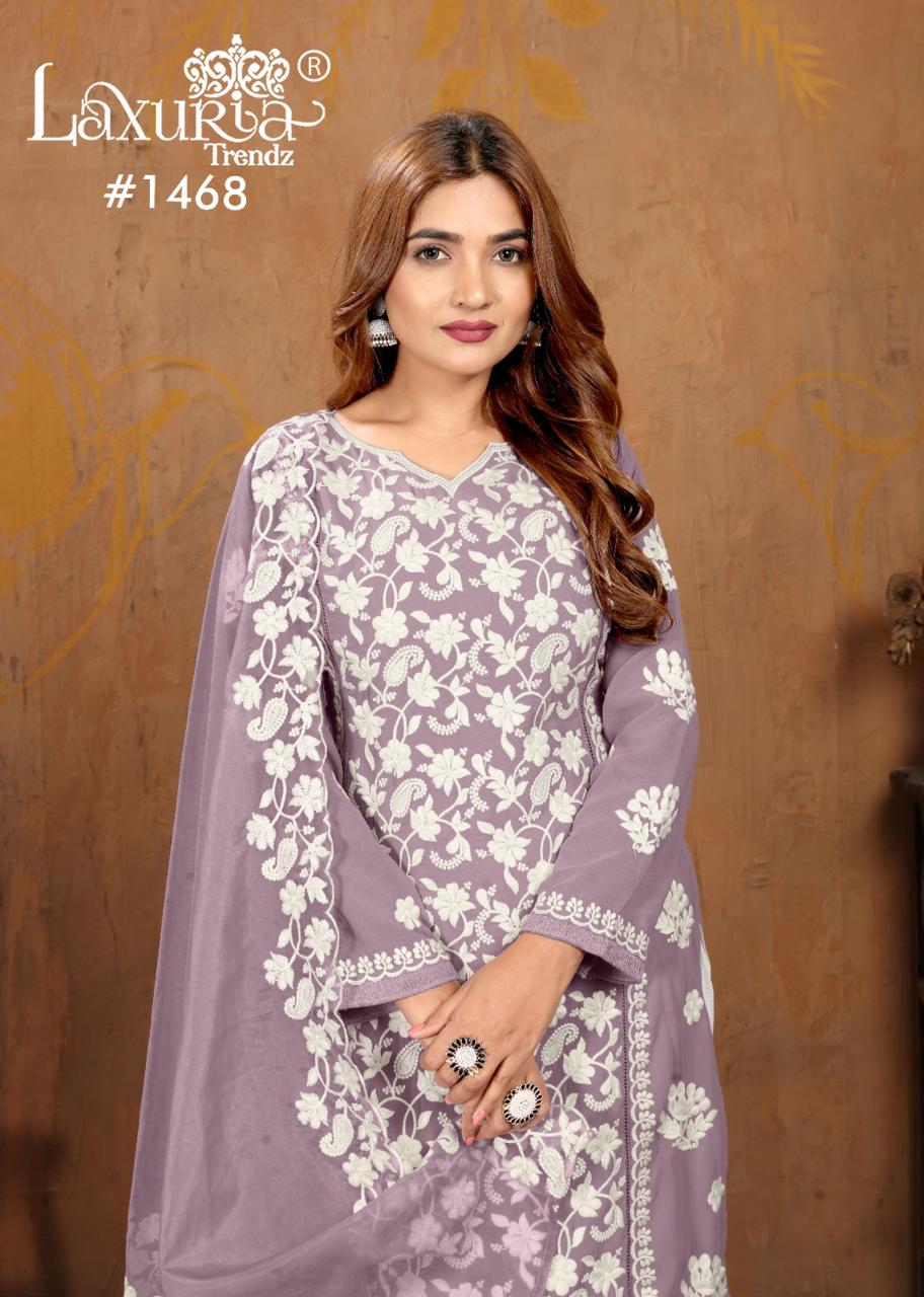 1468 Lavendar Laxuria Trendz Faux Georgette Pakistani Readymade Suits