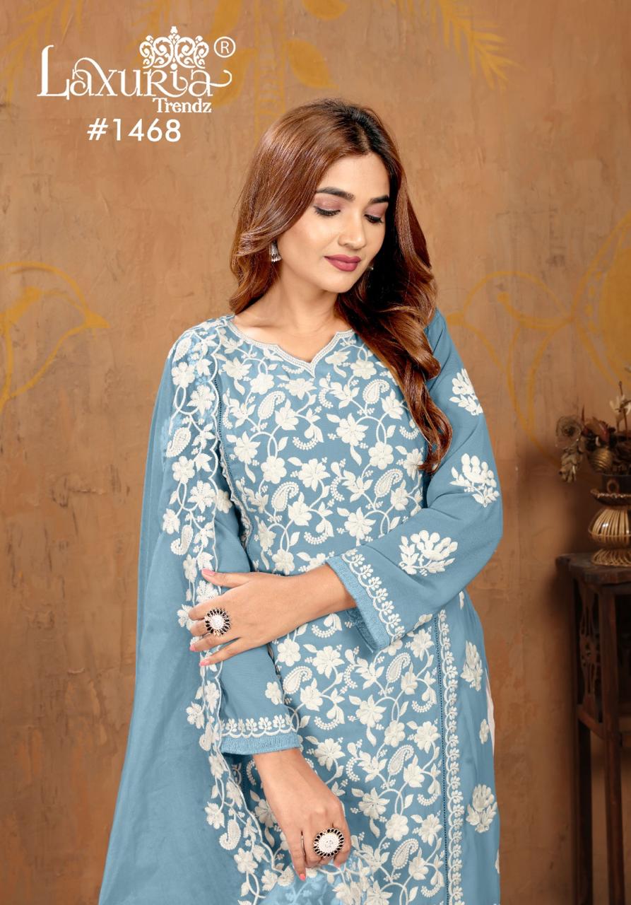1468 Sky Laxuria Trendz Faux Georgette Pakistani Readymade Suits