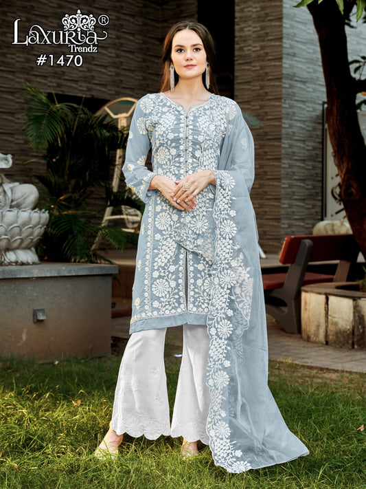 1470 Grey Laxuria Trendz Embroidery Pakistani Readymade Suits