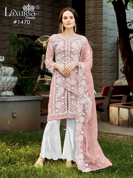 1470 Peach Laxuria Trendz Embroidery Pakistani Readymade Suits