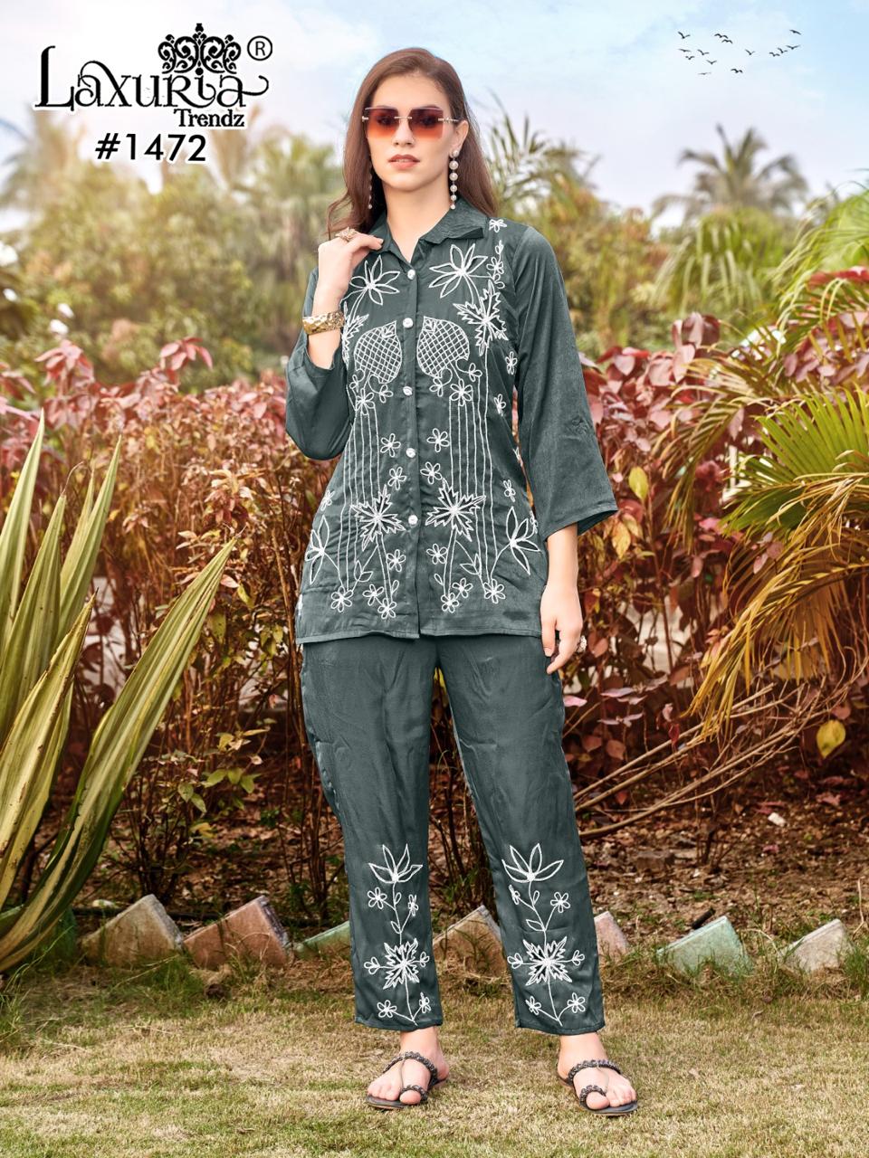 1472 Valley Green Laxuria Trendz Cutwork Co Ord Set