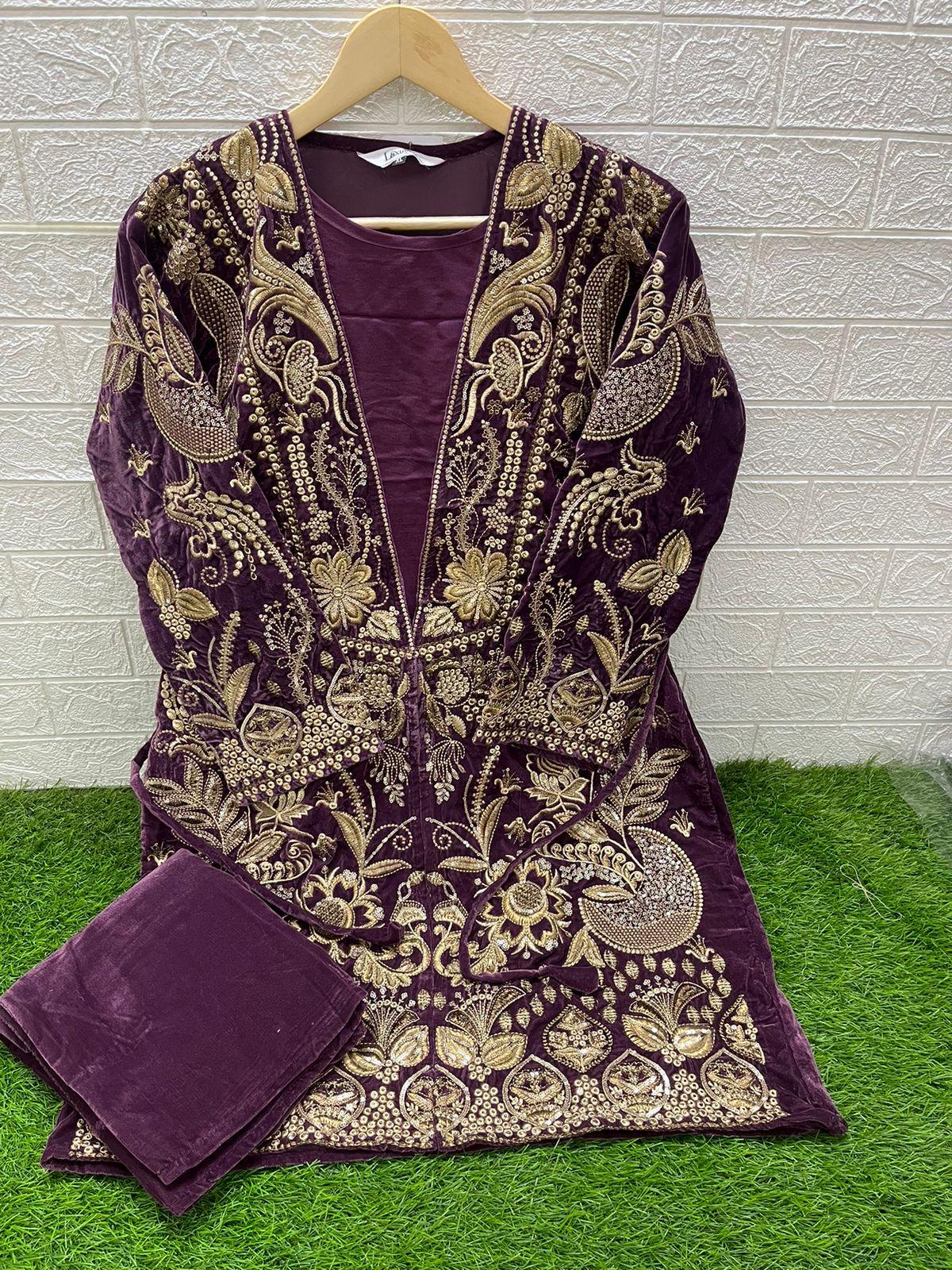 1474 Wine Laxuria Trendz Embroidery Co Ord Set