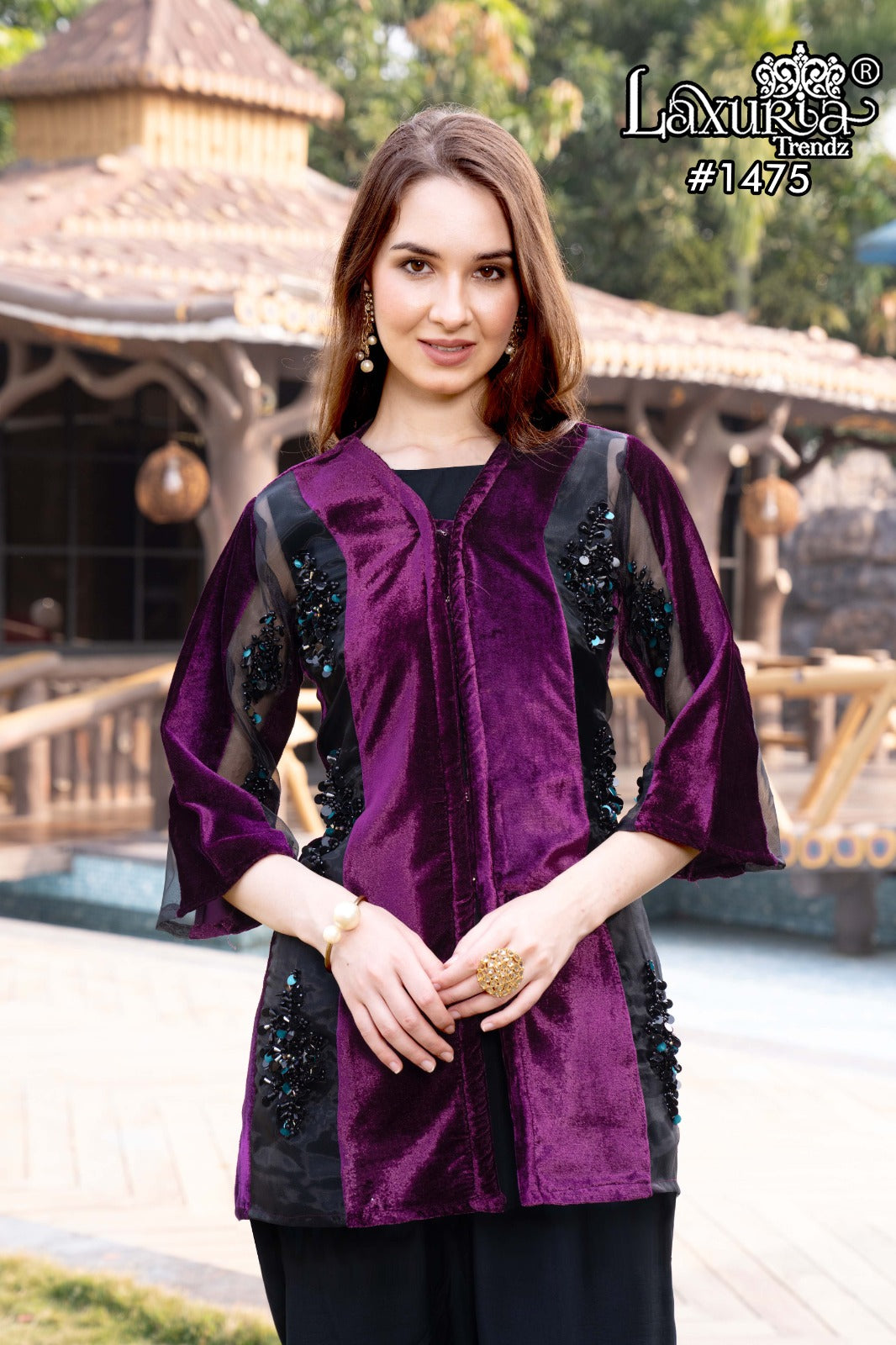 1475 Wine Laxuria Trendz Handwork Top Bottom Set