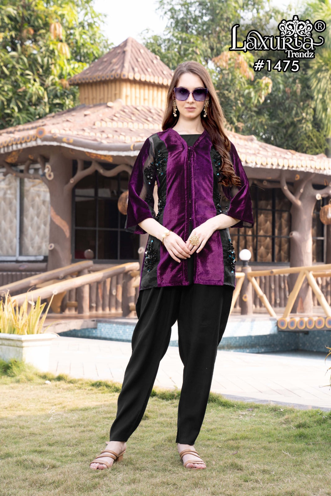 1475 Wine Laxuria Trendz Handwork Top Bottom Set
