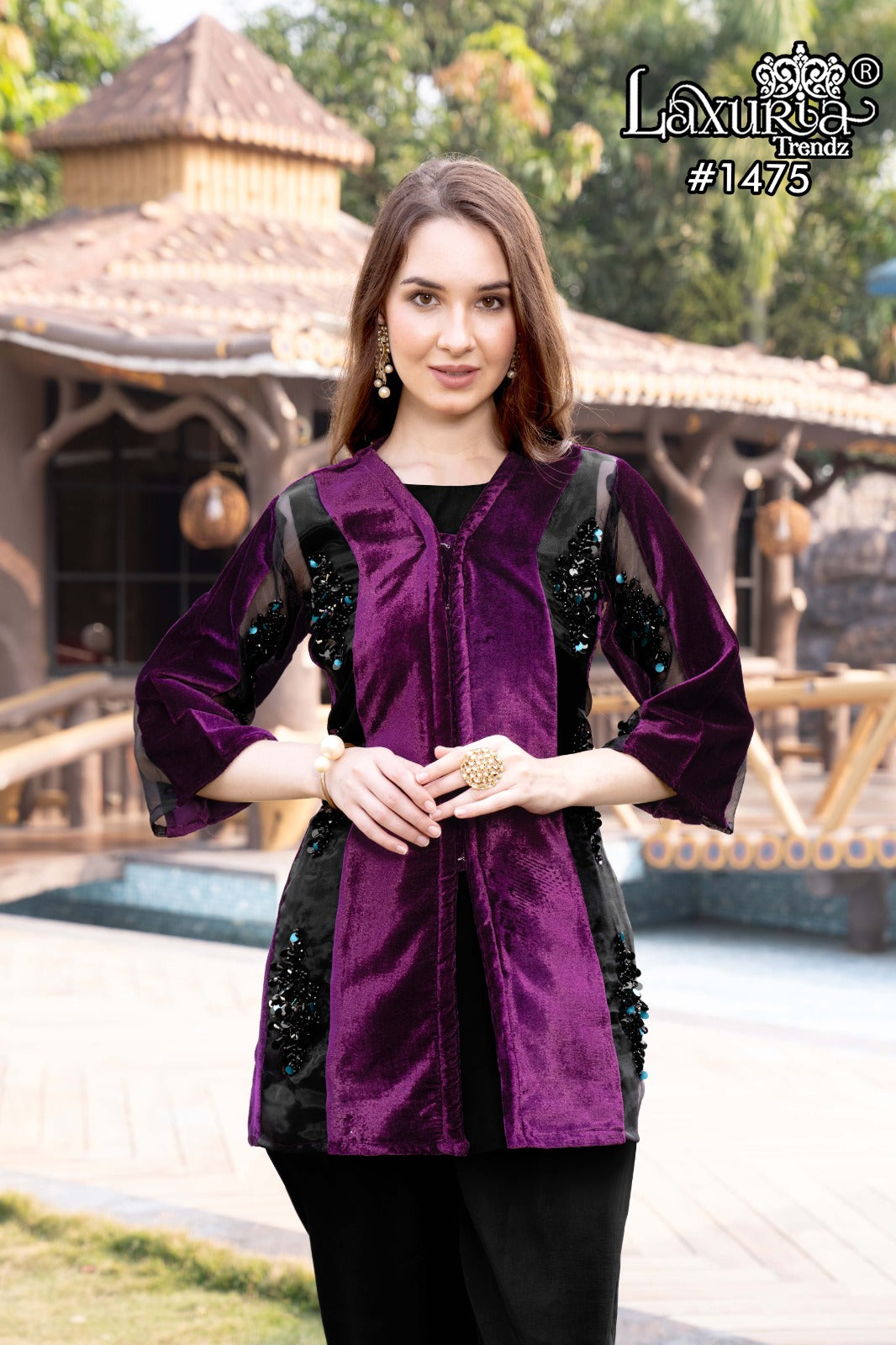 1475 Wine Laxuria Trendz Handwork Top Bottom Set