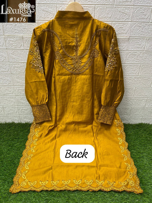 1476 Yellow Laxuria Trendz Cutwork Pakistani Readymade Suits
