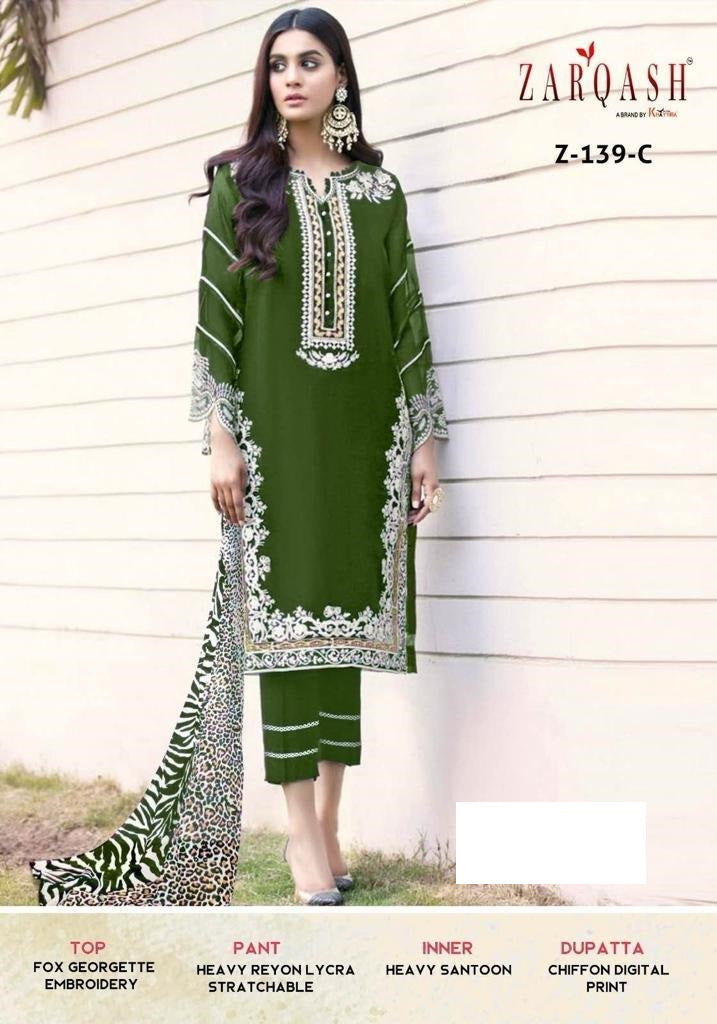 Z-139-C Zarqash Pakistani Readymade Suits