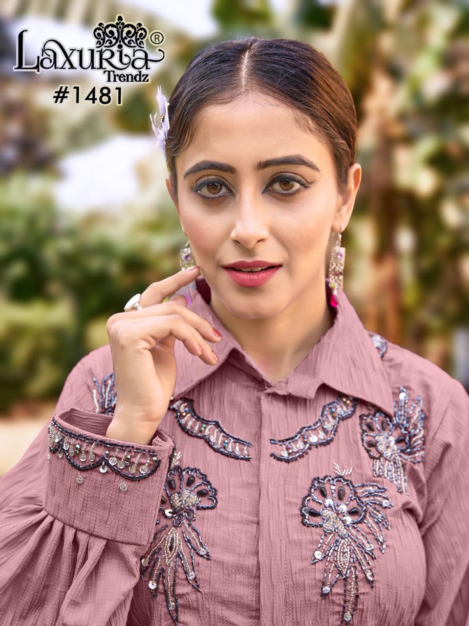1481 Pink Laxuria Trendz Handwork Co Ord Set