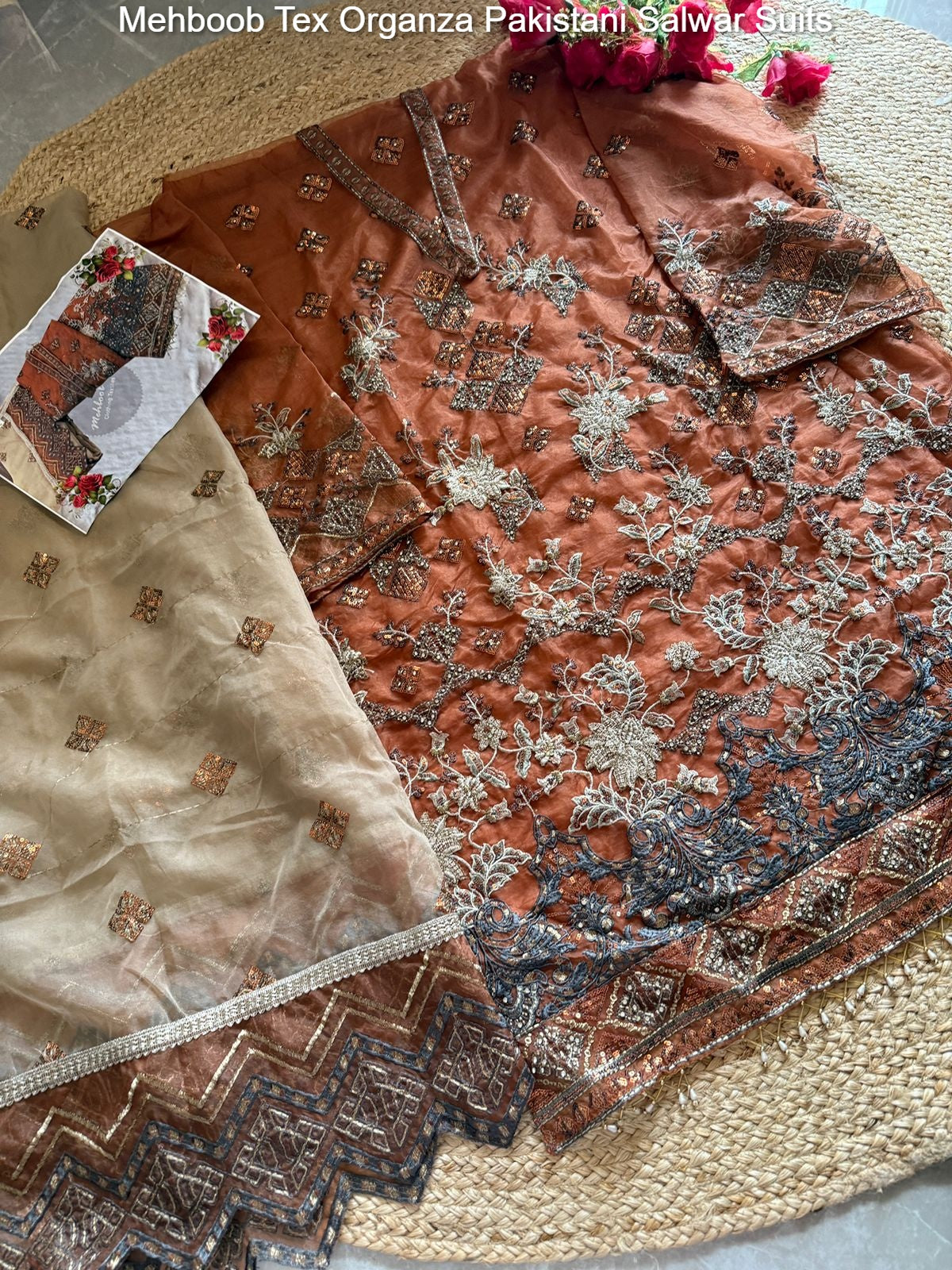 1486C Mehboob Tex Organza Pakistani Salwar Suits