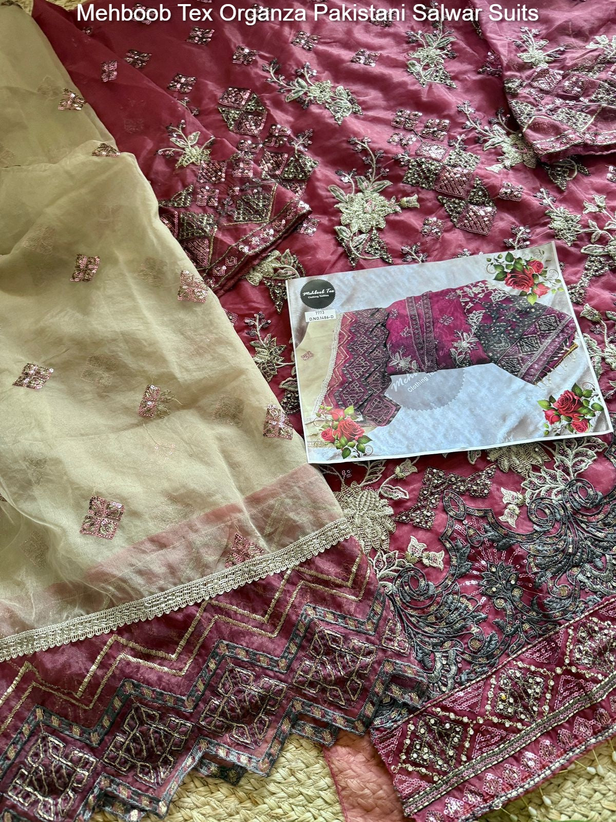 1486D Mehboob Tex Organza Pakistani Salwar Suits