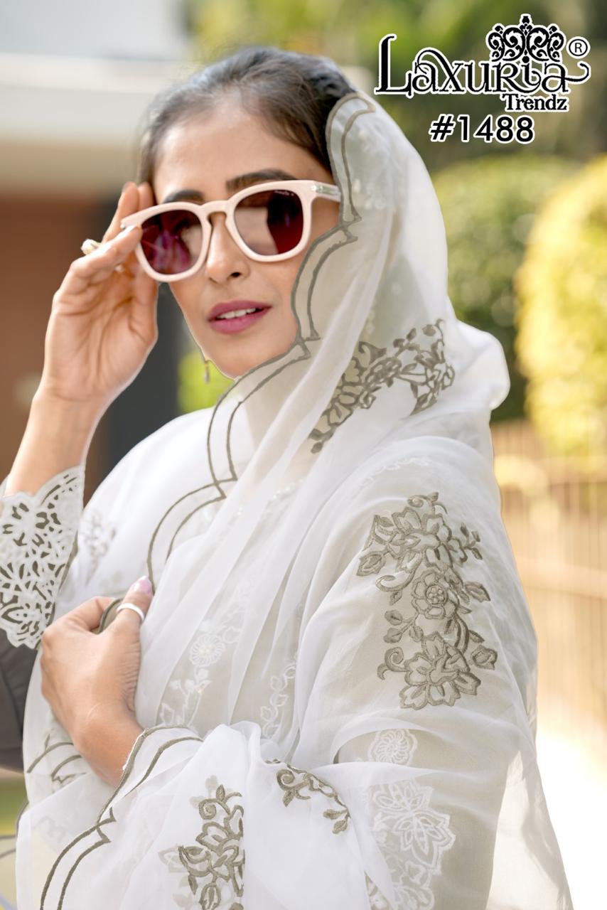 1488 Grey Laxuria Trendz Velour Slub Pakistani Readymade Suits